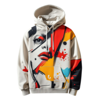 Fashionable and Unique Printed Hoodie with Artistic and Abstract Graphic Patterns Isolated on Transparent Background png