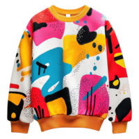 Bold and Artistic Sweatshirt with High-Contrast Abstract Graphics in a Playful Fusion of Shapes and Paint Textures png
