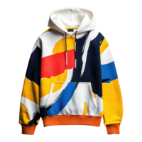 Vibrant and Artistic Hoodie with Bold Patterns Isolated on Transparent Background png