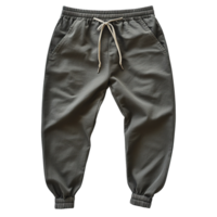 Jogger Pants with Drawstring Waist and Cuffed Ankles on a Transparent Background png