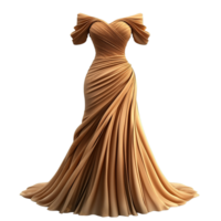 Chic and Sophisticated Off-the-Shoulder Formal Gown with Flowing Fabric and Feminine Silhouettes Isolated on Transparent Background png