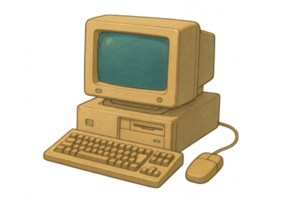 retro vintage desktop computer isolated for tech history, nostalgia, device mockups, or old-school computer themes png