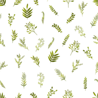 Watercolor branches, leaves, greenery seamless pattern. Hand drawn botanical illustration repeated background Spring summer. Easter pattern png