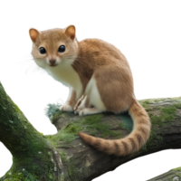 A squirrel on a tree branch isolated on a transparent background png