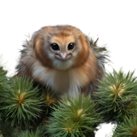 An owl standing on a branch isolated on a transparent background png