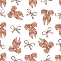 Hand drawn color vintage seamless pattern with decorative bows vector