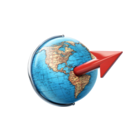 Stylish Globe on Gold Stand Isolated on Transparent Background png