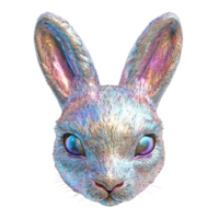 Abstract Painted Rabbit with Rainbow Colors on Transparent Background png