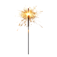Illuminated Sparkler Emitting Bright Sparks at a Night Event on Transparent Background png