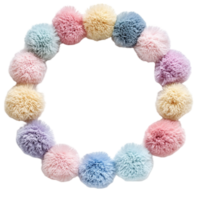 Handmade Craft Wreath Made of Soft Pom Poms on Transparent Background png