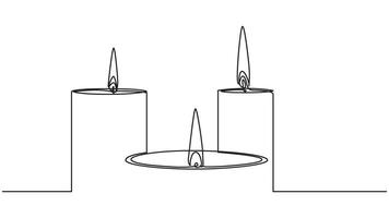 Minimalist Candle Line Art, Continuous Contour Drawing of Flickering Flames vector