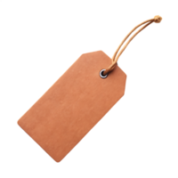 A brown leather tag with a string png