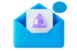 Envelope 3d notification bell icon for new email inbox message png