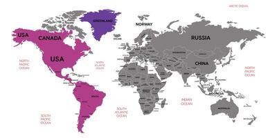 Global World Map with Highlighted Continents vector