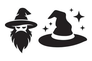 Wizard and Witch Hat Icons for Magic and Halloween vector