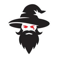 Powerful Wizard with Red Eyes in a Wide-Brimmed Hat vector