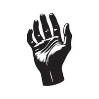 Human hand palm fingers silhouette isolated on white background, logo clip art vector
