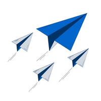 Paper planes flying in forward motion 2D doodle object. Message delivery. Mail flight. Business vision cartoon element flat clipart isolated on white background. Hand drawn illustration vector