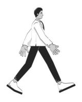 Confident indian man walking forward in business attire doodle linear character. Determined businessman office worker 2D outline person isolated. Hand drawn drawing illustration monochrome vector