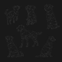 Triangular dogs set, geometric trendy line design. illustration vector