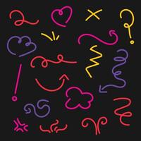 Hand drawn doodle. Set simple elements isolated background. vector