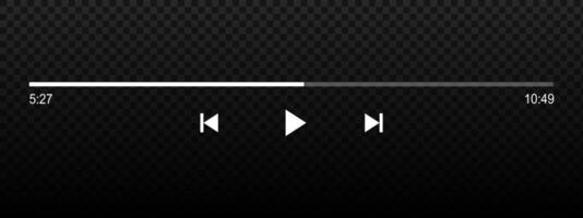 Audio or player progress loading bar with time slider, play, rewind and fast forward buttons. Template of audiobook, podcast, radio app playback panel interface. graphic illustration vector