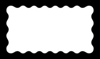 Rectangular frame with wavy inside edges. Rectangle vignette with scalloped inner borders. Mirror, picture or photo framework, empty text box or tag isolated on white background. illustration vector