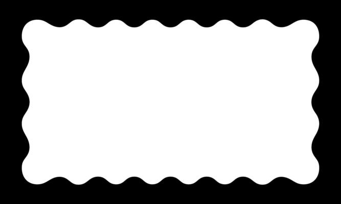 Rectangular frame with wavy inside edges. Rectangle vignette with scalloped inner borders. Mirror, picture or photo framework, empty text box or tag isolated on white background. illustration