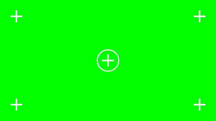 Green screen background with tracking cross marks. Chromakey technology to add visual effects or VFX during footage editing on movie post-production phase. flat illustration