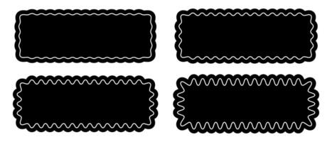 Set of rectangle frames with wiggly edges. Rectangular shapes with curvy borders. Picture or photo frames, empty text boxes, tags, labels isolated on white background. graphic illustration vector