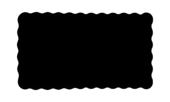Black rectangle shape with wiggly edges. Rectangular form with scalloped borders. Empty curvy text box or banner, tag or label template isolated on white background. graphic illustration vector