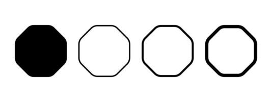 Octagon shapes and frames isolated on white background. Set of geometric polygon figures with rounded corners. graphic illustration vector