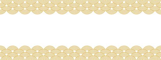 Banner template with oriental ornament with arch shapes and blank space. Waves background. Orange and white seigaiha pattern. Scallops print. Fish squama or snake scale. flat illustration vector