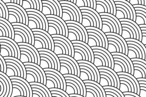 Repeated oriental diagonal ornament with round or arch shapes. Japanese seigaiha pattern. Scallops print. Fish squama, snake or dragon scale. Sea or ocean waves background. flat illustration vector