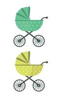 Two icons of baby strollers with stars and polka dots. Strollers for sleeping and walking. vector