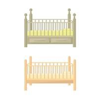 Icons of two baby cots on a white background. Baby cot with drawers and baby cot without drawers. vector