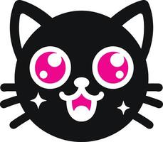 Joyful Cat Face Emoji in Cartoon Silhouette Design vector