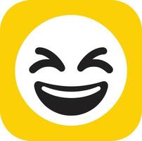 Laughing Face Emoji with Joyful Expressions in Flat Silhouette Design vector