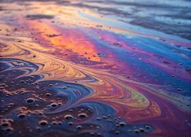 Liquid background. Abstract background with the image of liquid metal, iridescent in different colors photo