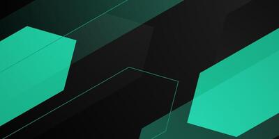 Abstract dark black background with dynamic green shapes color pattern design. vector