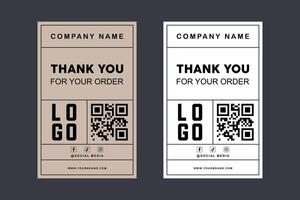 Editable Thank You Card Template for Orders with QR Code and Social Media Icons. Printable Minimalist Design for Small Business Packaging Inserts vector