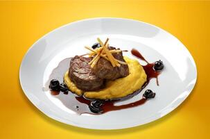 Filet mignon with mashed. photo