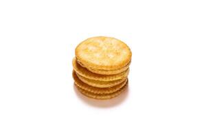 Stack of cookies isolated on white background. Copy space. After edits. photo