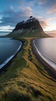 The view from the top of a mountain at sunset photo