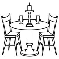 dining set round table four chairs simple line vector