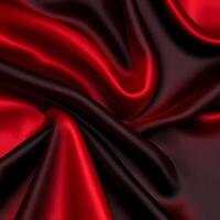A red and black silk fabric with a dark background photo