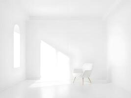 Empty white room with a chair and window photo