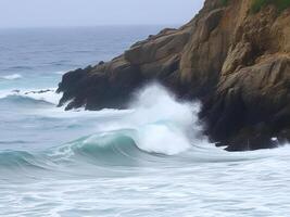 A person riding a wave in the ocean photo