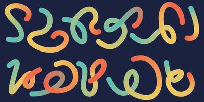 Modern gradient line element design set. Creative art with dynamic wavy lines vector