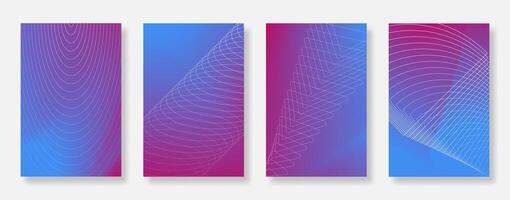 Abstract modern gradient poster background set. Minimalist template design with dynamic wavy lines. Suitable for flyer, banner, cover, social media vector